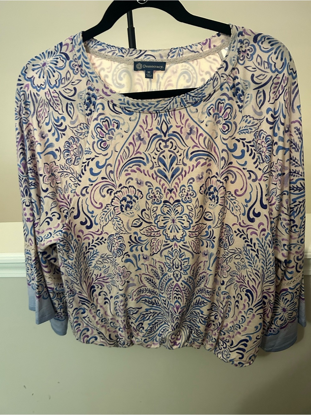 Democracy Lavender and Light Blue Floral-Print Long Sleeve Top - Picture 6 of 12